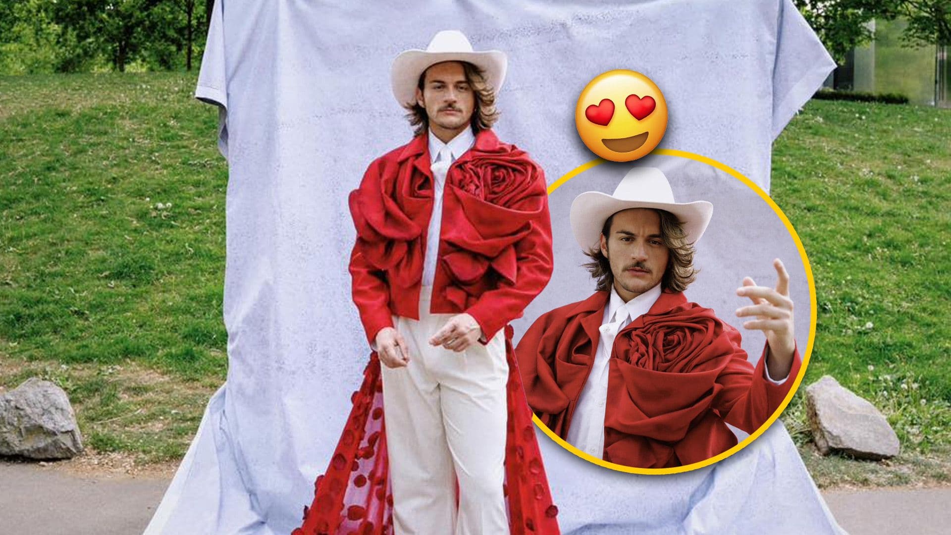 Aidan Rocks Maltese Flag-Inspired Suit For Eurovision Turquoise Carpet