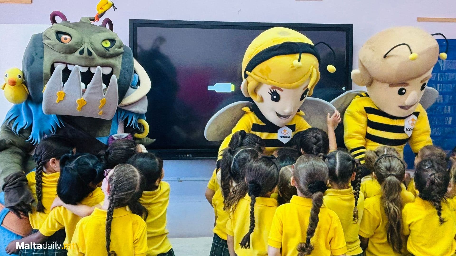 EcoHive Mascots Visit St Joan Antide Primary School