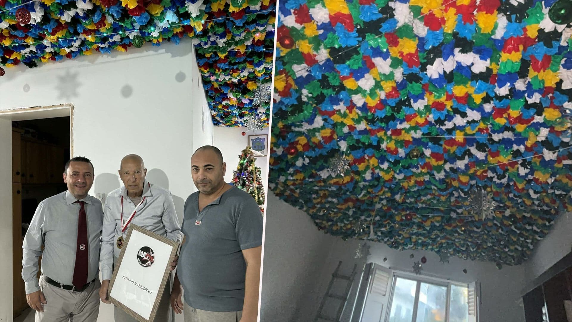Man Breaks Local Record For Ceiling With Most Coloured Decorations