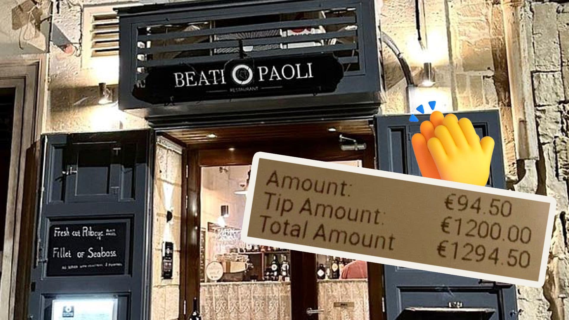 Local Beati Paoli Restaurant Owner Thanks Customer For €1,200 Tip