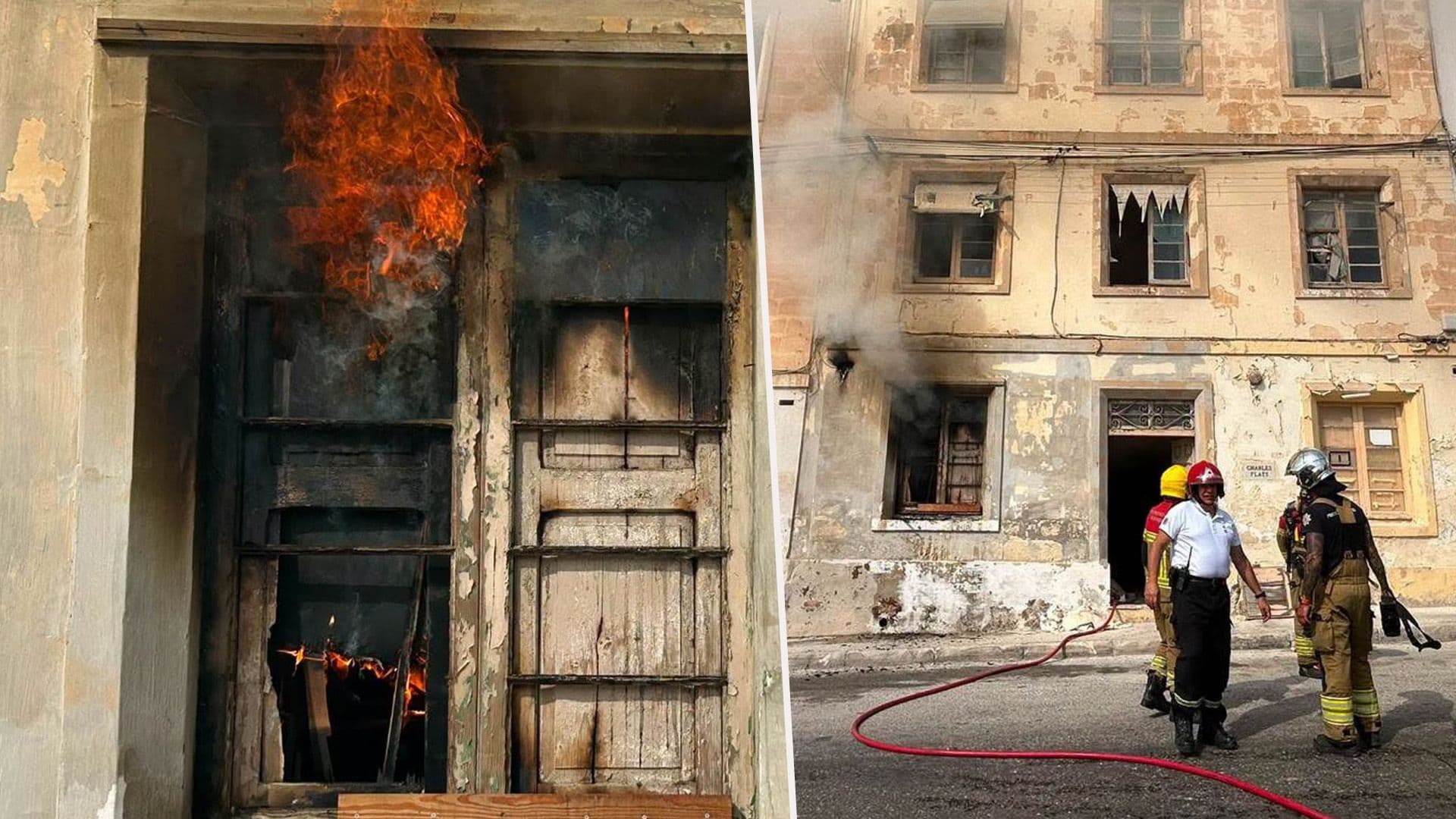 Civil Protection Battle Abandoned Building Fire In Gżira