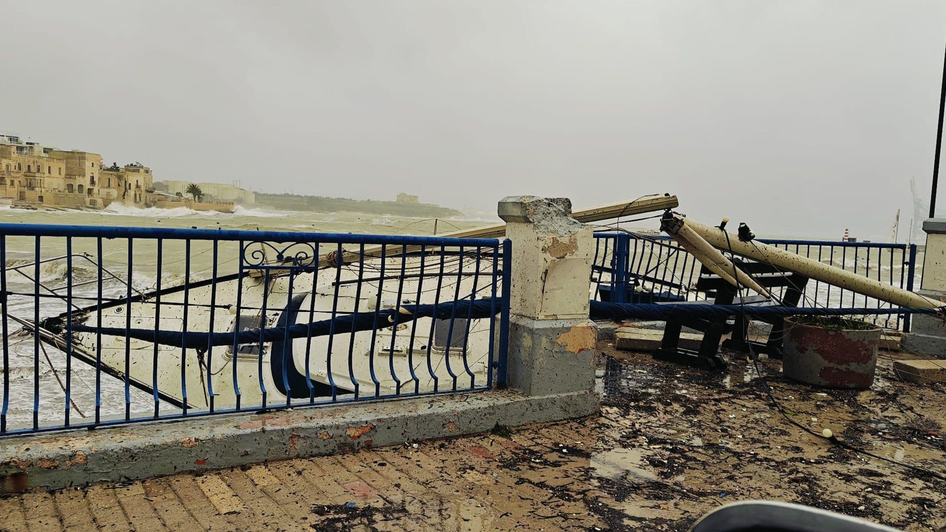 Boat Crashed Into Birżebbuġa Promenada As Storm Persists