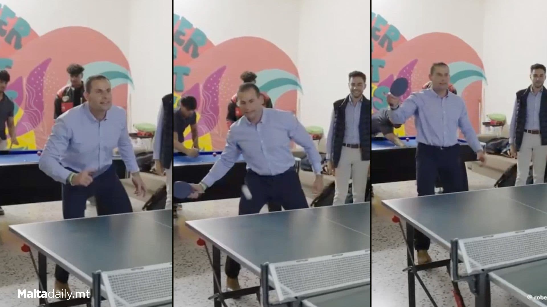 Robert Abela Plays Table Tennis During GCHSS Visit