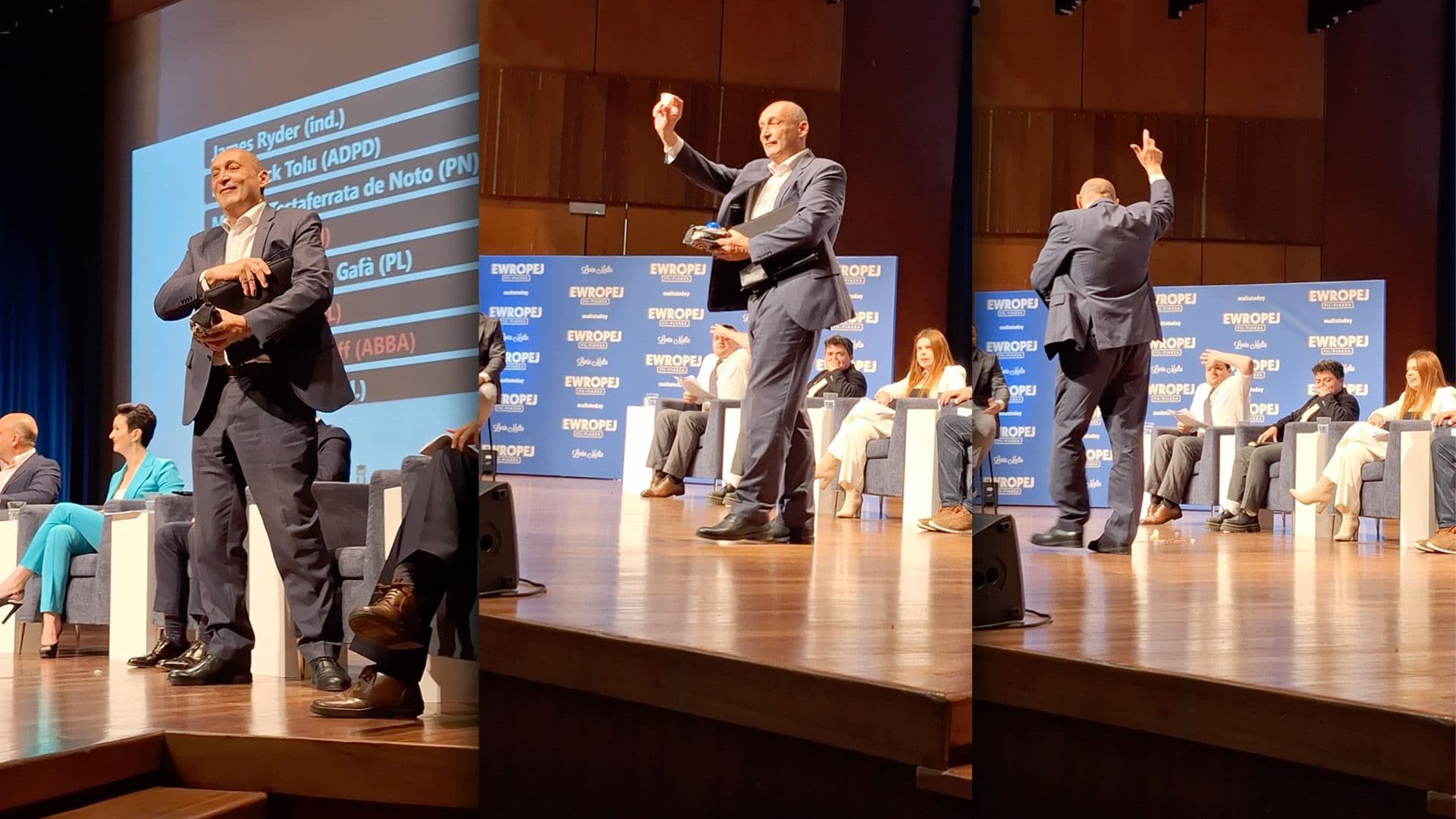 ABBA Leader Ivan Grech Mintoff Throws Eggs During MEP Debate at University