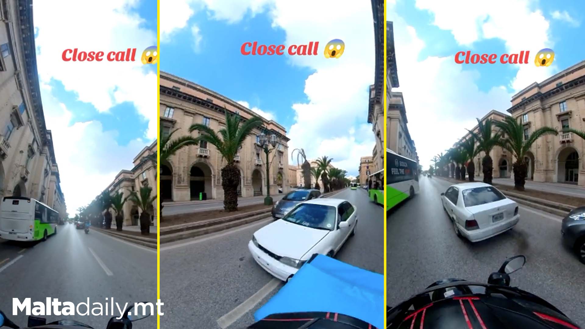 Close Call As Car Almost Crashes Into Multiple Vehicles