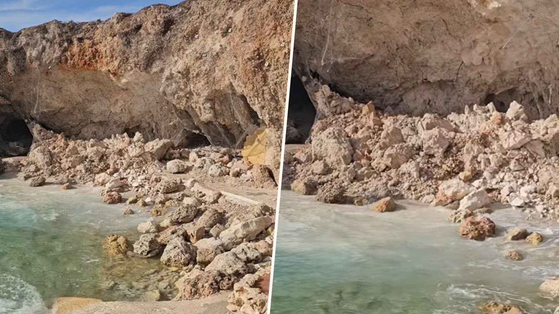 More Rock Collapse In Għar Lapsi After Storm Harry