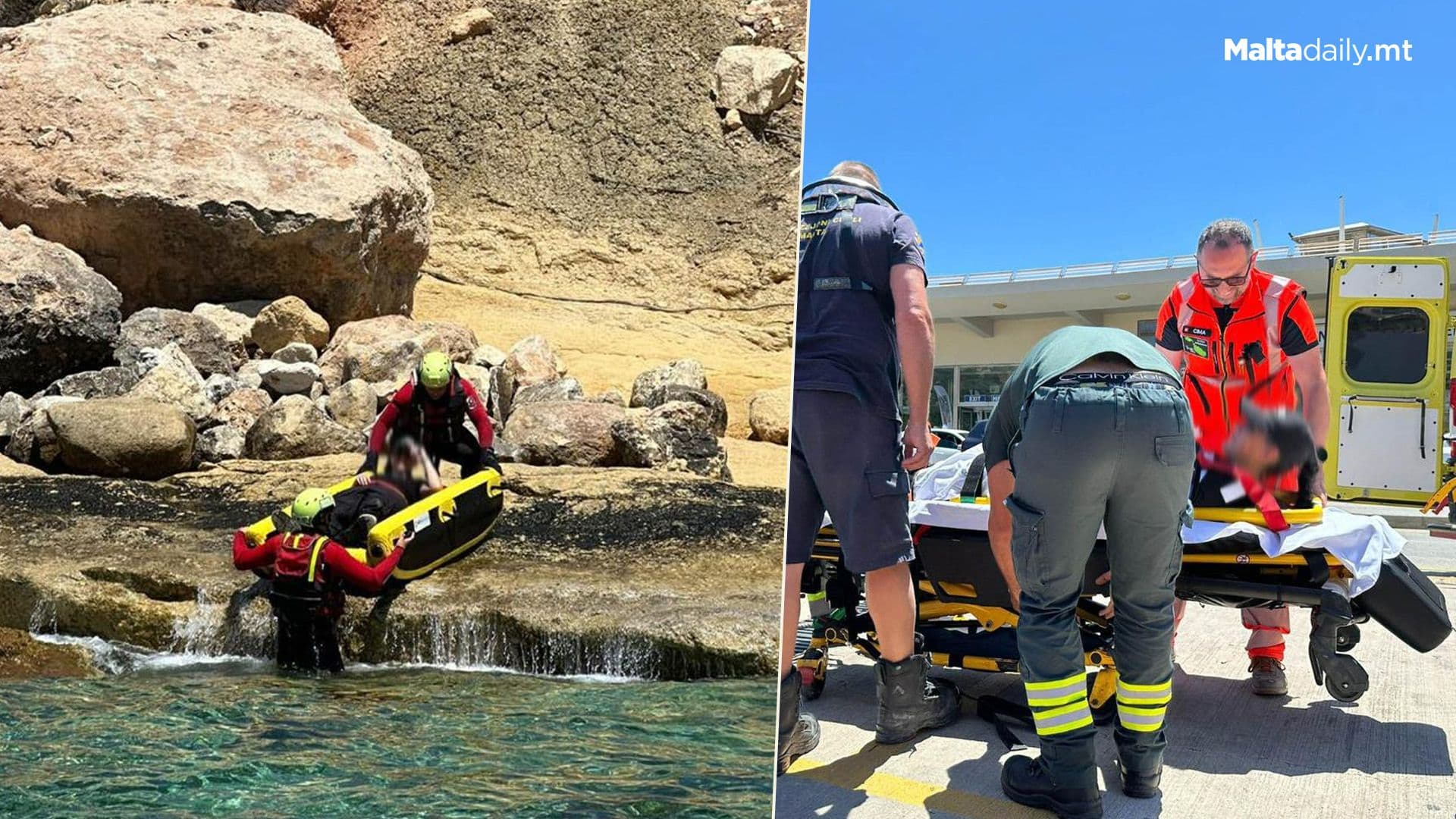 CPD Malta Rescuers Assist Injured Person In Qala, Gozo