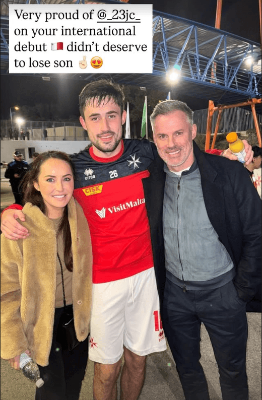 Jamie Carragher Beams with Pride as Son James Makes Malta Debut