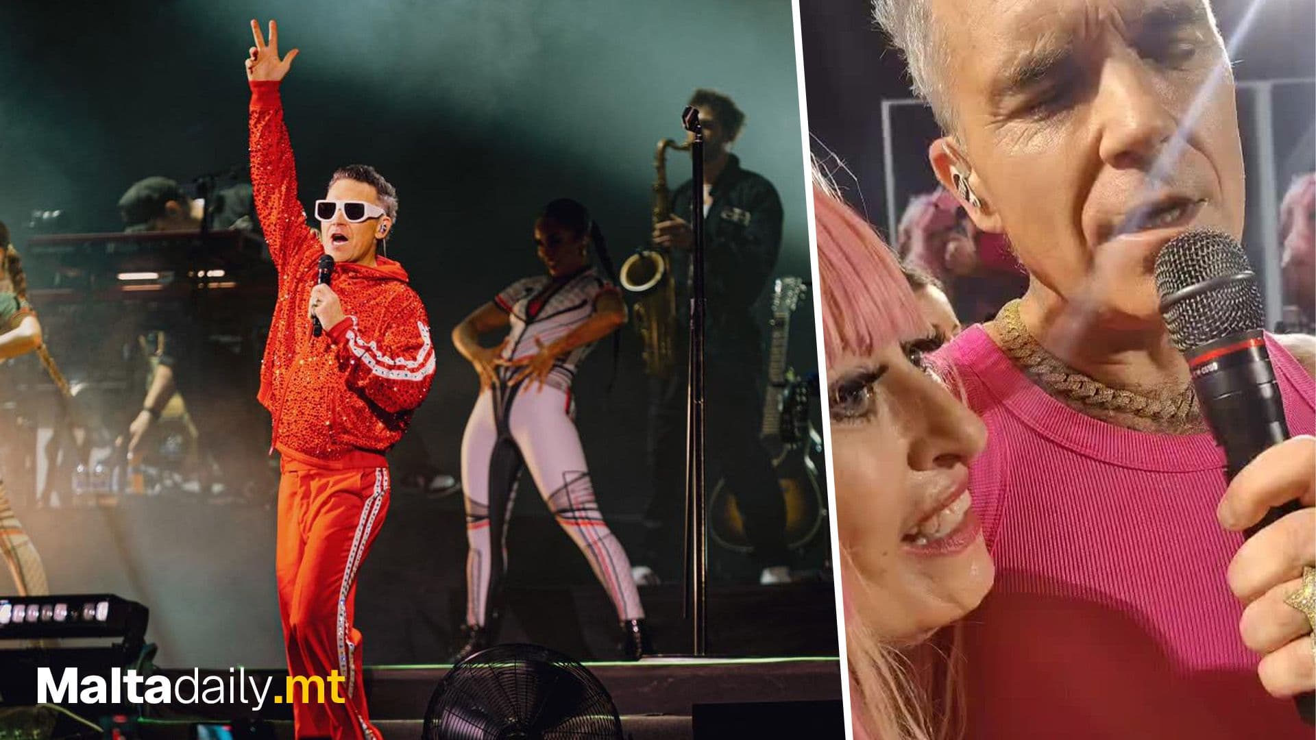 Robbie Williams Duets with ‘Come Dine With Me Malta’ Star at AfterSun Festival