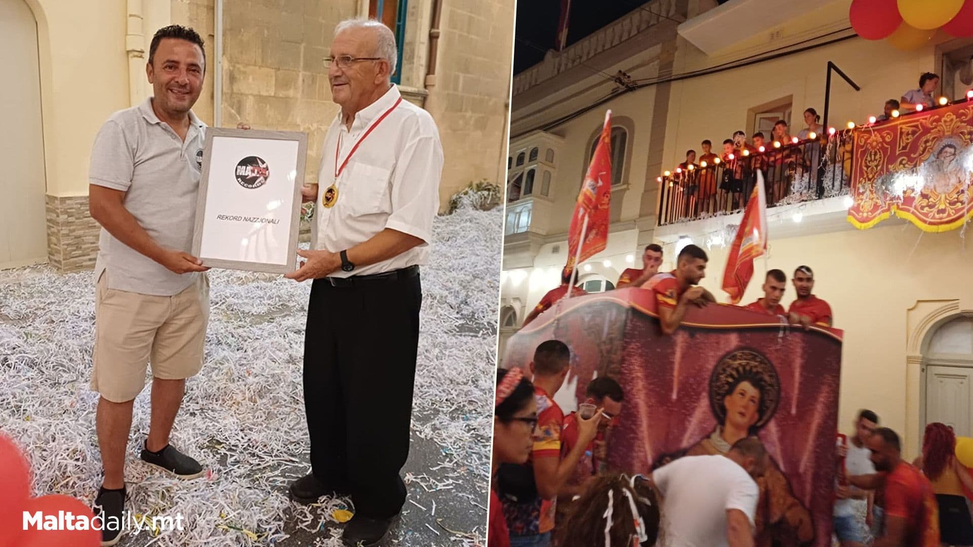 Local Record For Most Balloons Thrown Off Balcony In Local Festa