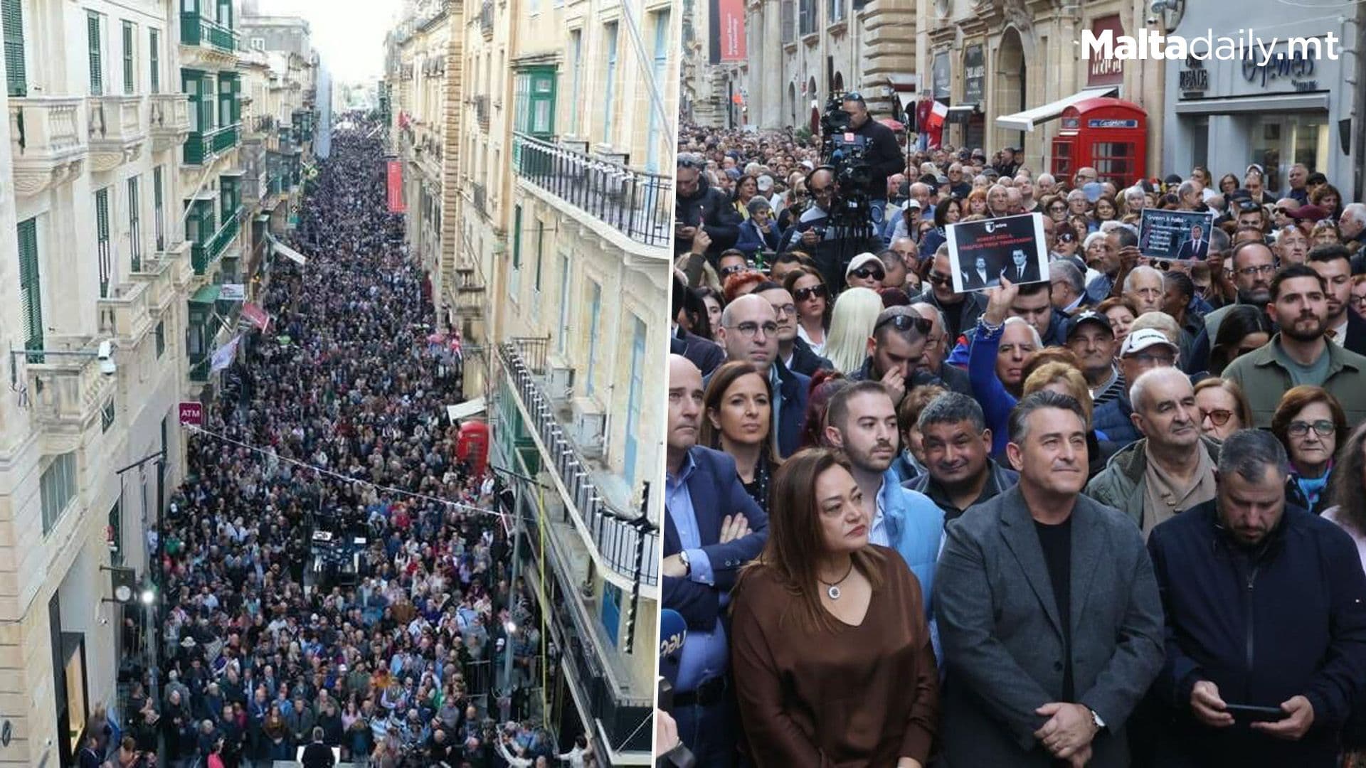 People Gather At Valletta For Nationalist Party Protest Against Government
