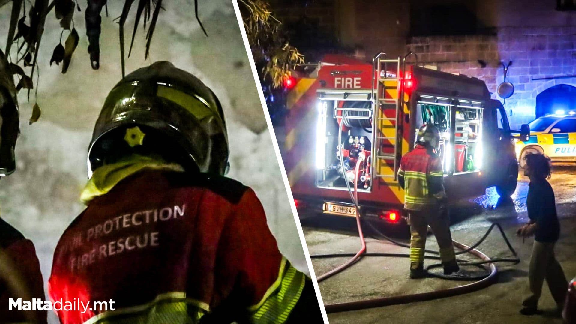 Civil Protection Team Responds To Overnight Fire In Gozo