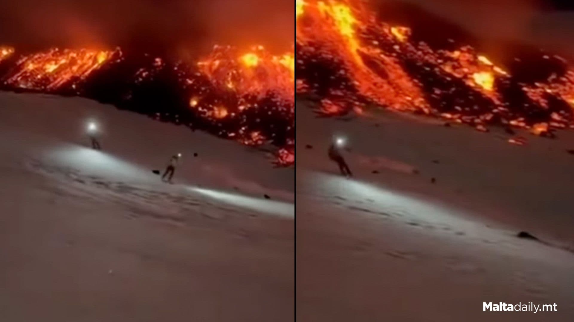 Watch People Ski As Mount Etna Spews Lava