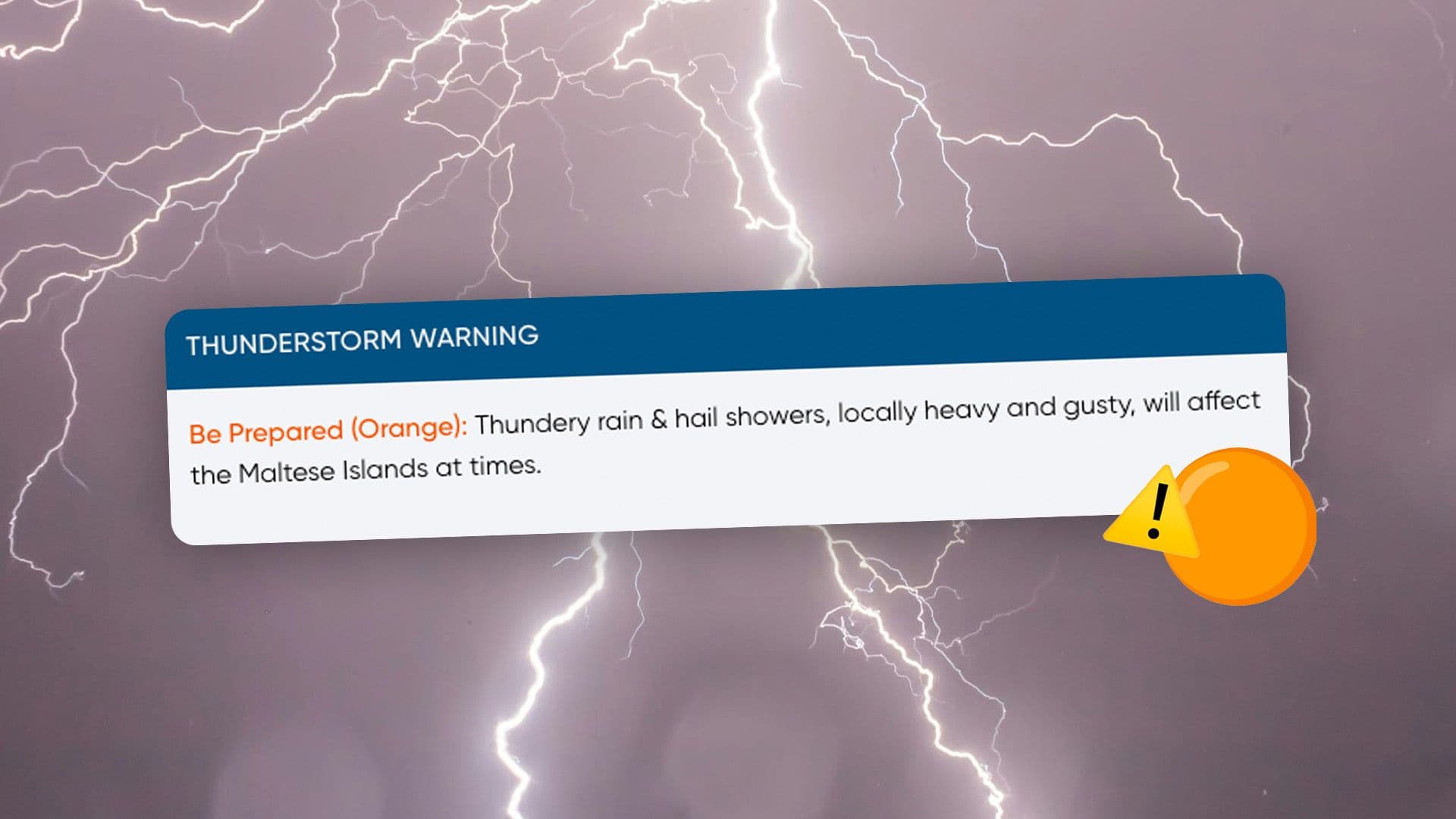 Met Office Issues Orange Weather Warning As Thundery Rain & Hail Hit Malta