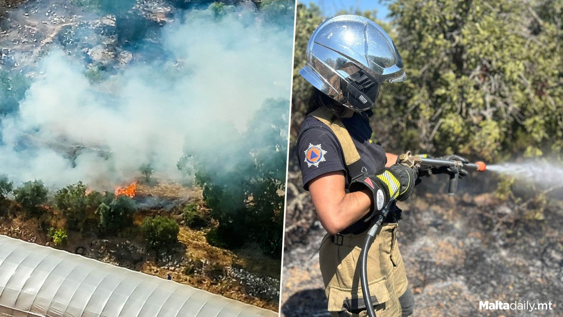 Civil Protection Malta Control Wildfire In Wied Għomor