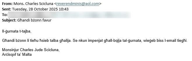 Archdiocese Warns Of Fraudulent Emails Circulating Online In Archbishop’s Name