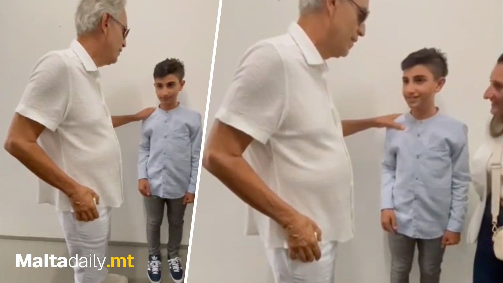 Young Aspiring Blind Musician Quiven Meets Andrea Bocelli
