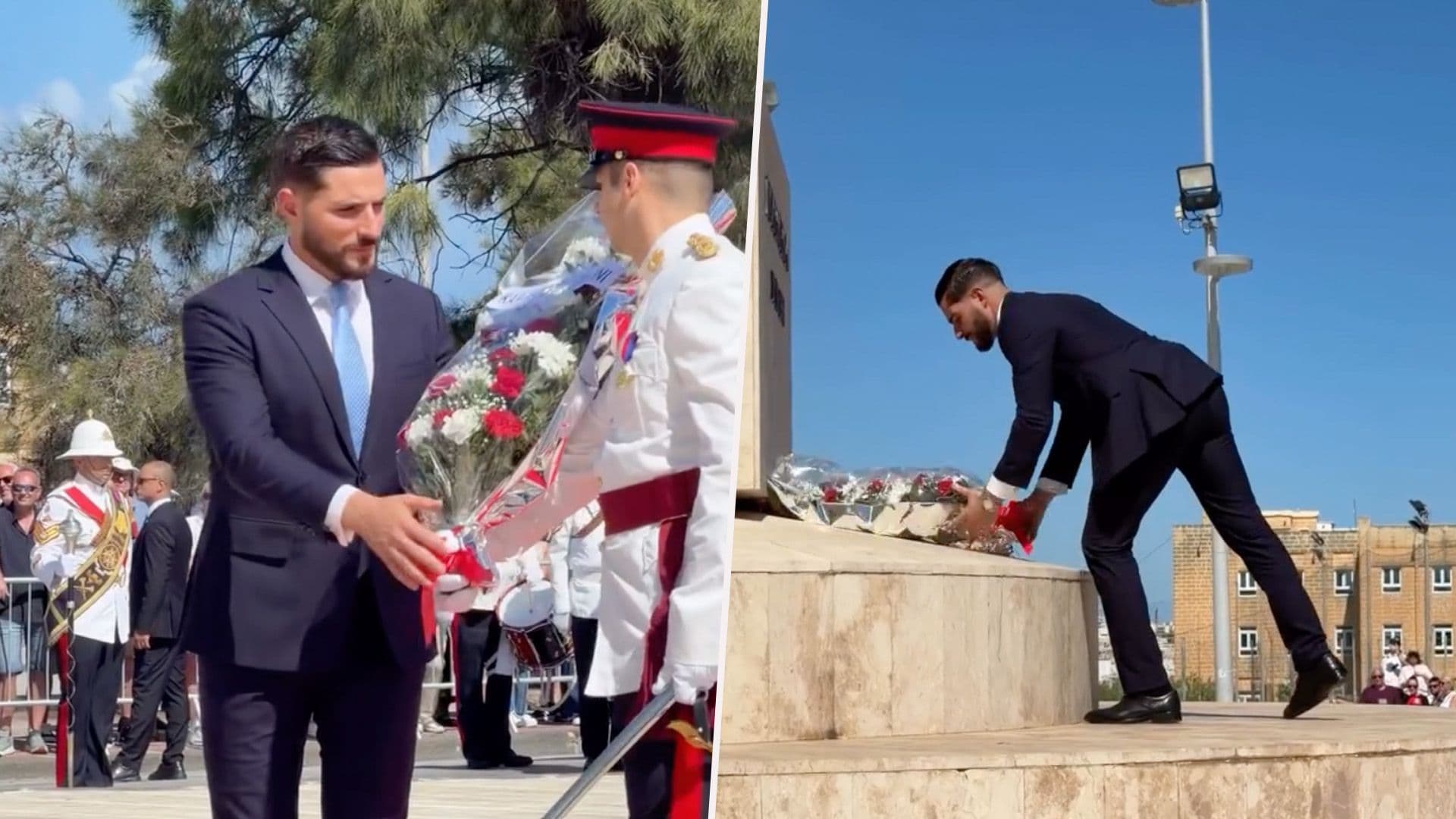 PN Leader Alex Borg Lays Flowers At Independence Monument