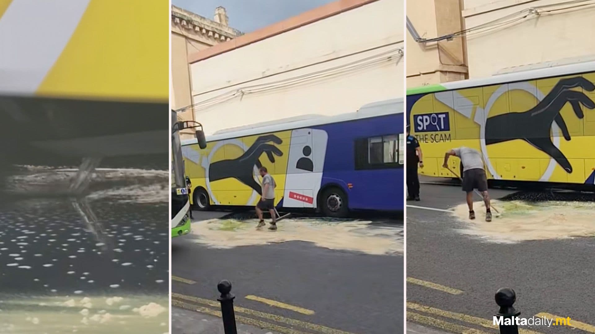Emergency Stop After Bus Oil Spill In Ħamrun