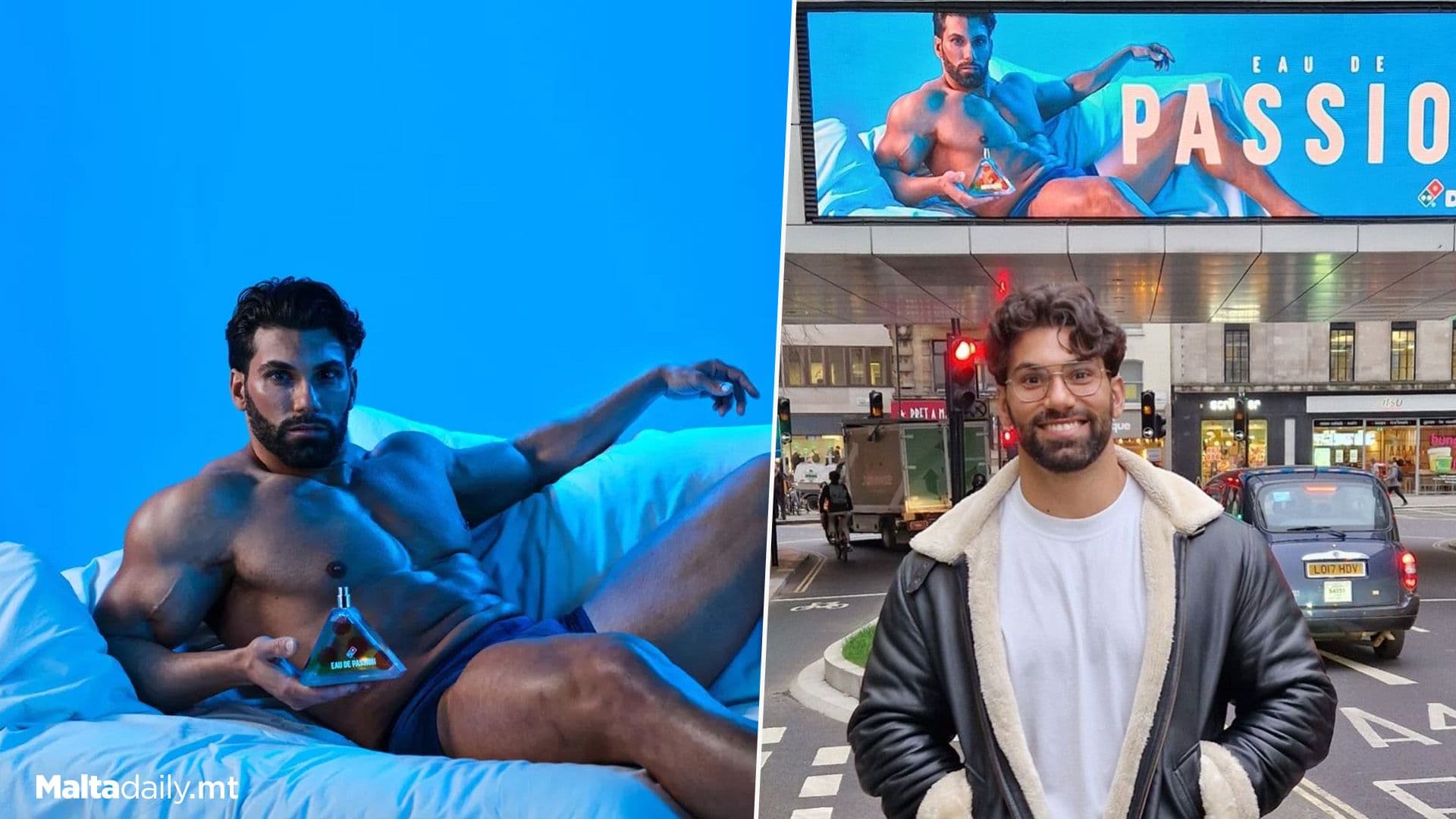 Luke Debono On UK Billboards For Domino’s Pepperoni Perfume