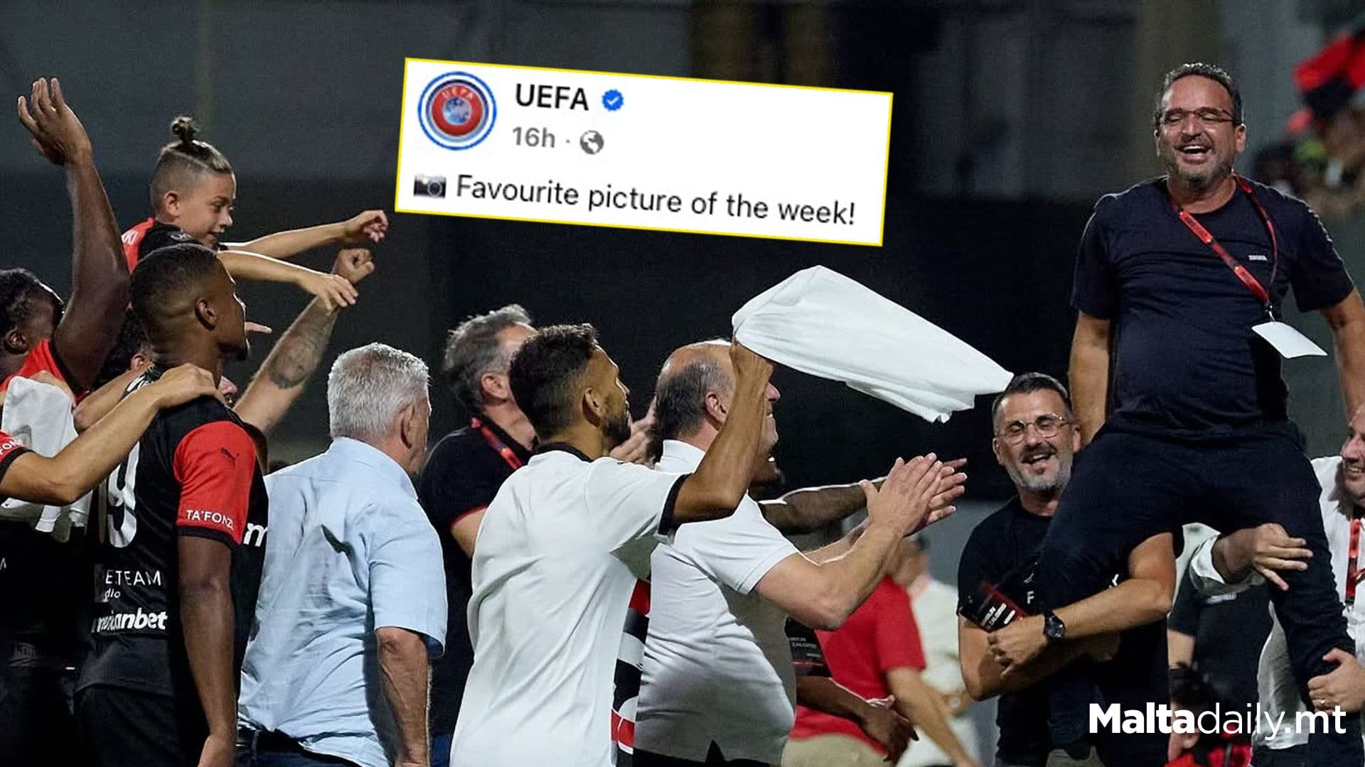 UEFA Picks Ħamrun Spartans’ Celebration Photo as Picture of the Week