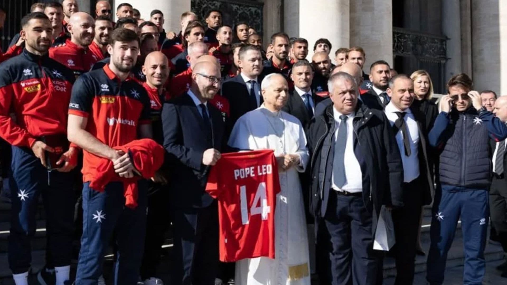 Pope Leo XIV Meets Malta Men's National Football Team