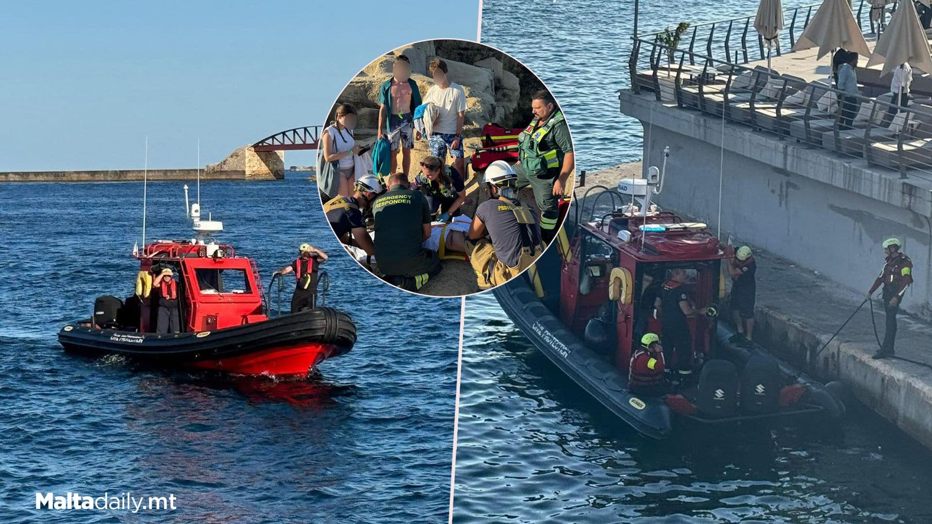 Civil Protection Rescue Youth In Difficulty While Swimming