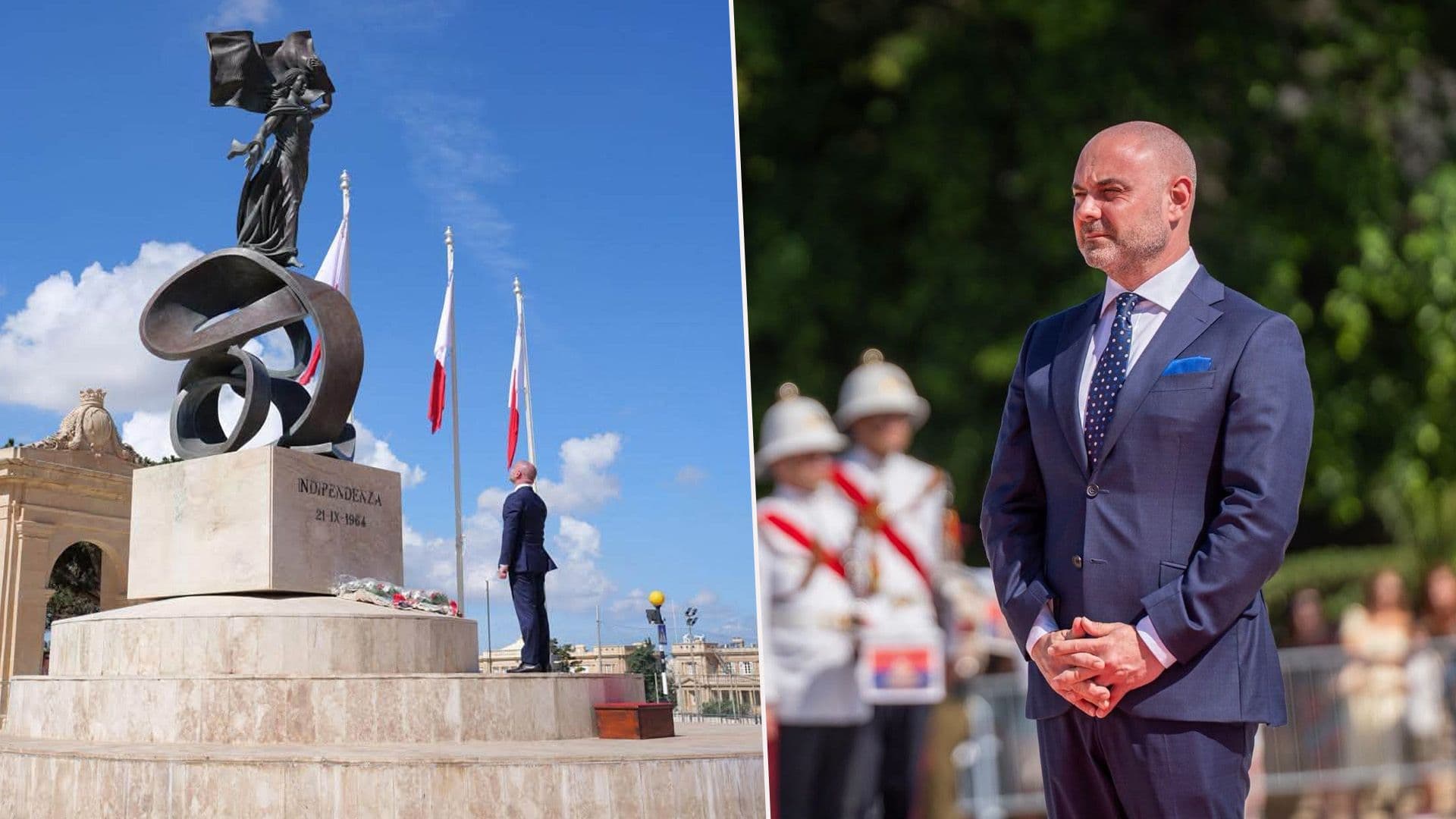 Minister Owen Bonnici Lays Flowers At Independence Monument