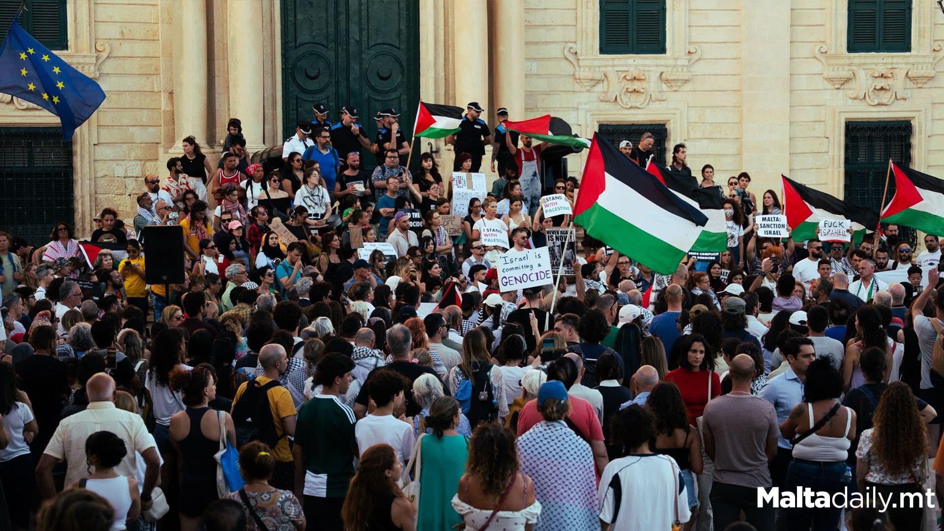 Large Crowds Fill Valletta To Protest Malta’s Inaction Over Gaza