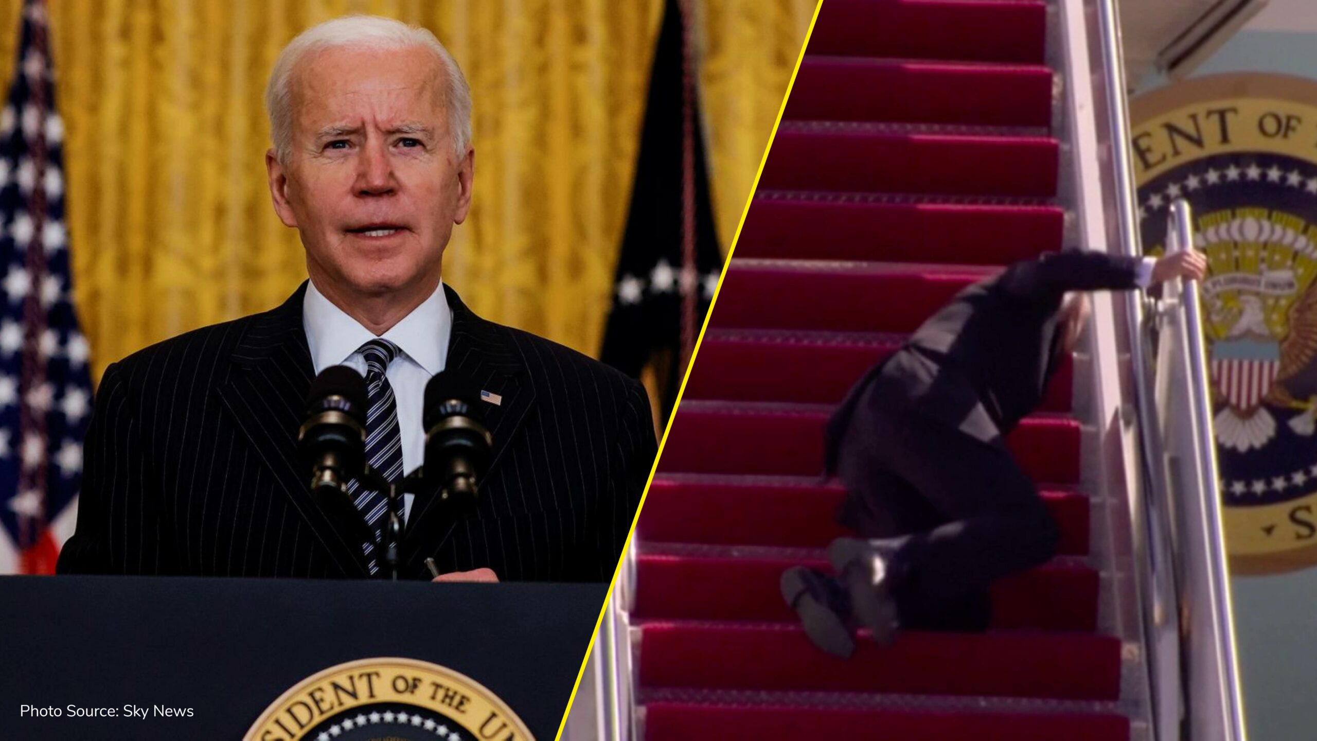Joe Biden 'just fine' after stumbling up steps of Air Force One