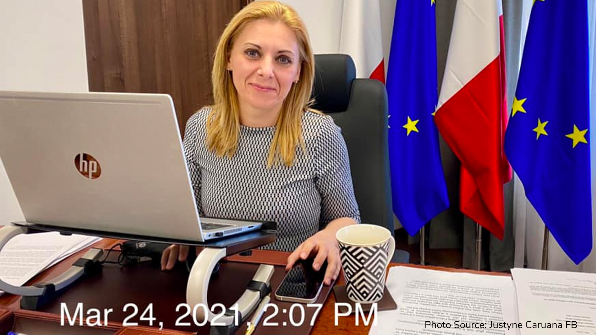 Justyne Caruana back in office