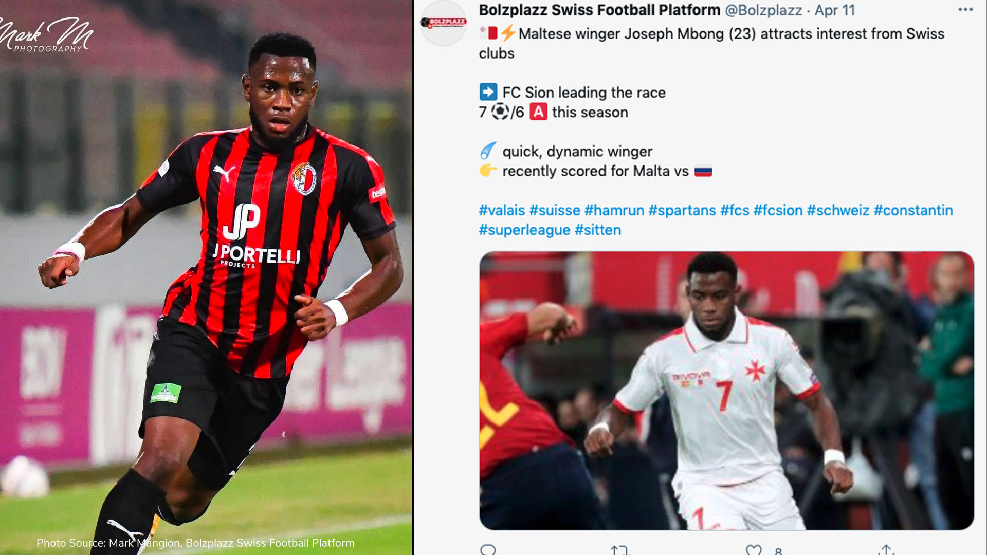 Maltese footballer Joseph Mbong captures Swiss FC Sion attention