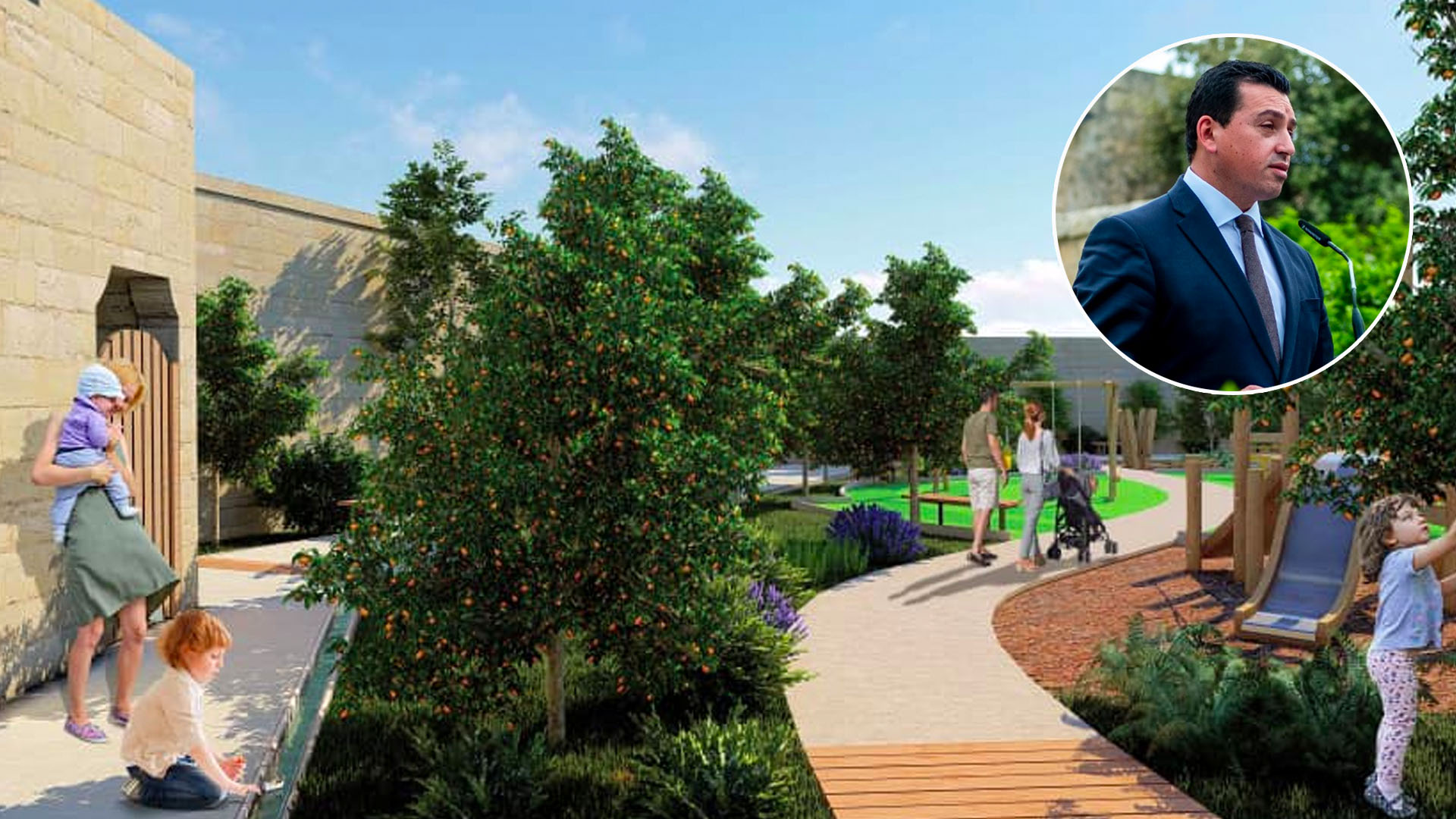 Minister Aaron Farrugia announces new green Romeo Romano Garden project