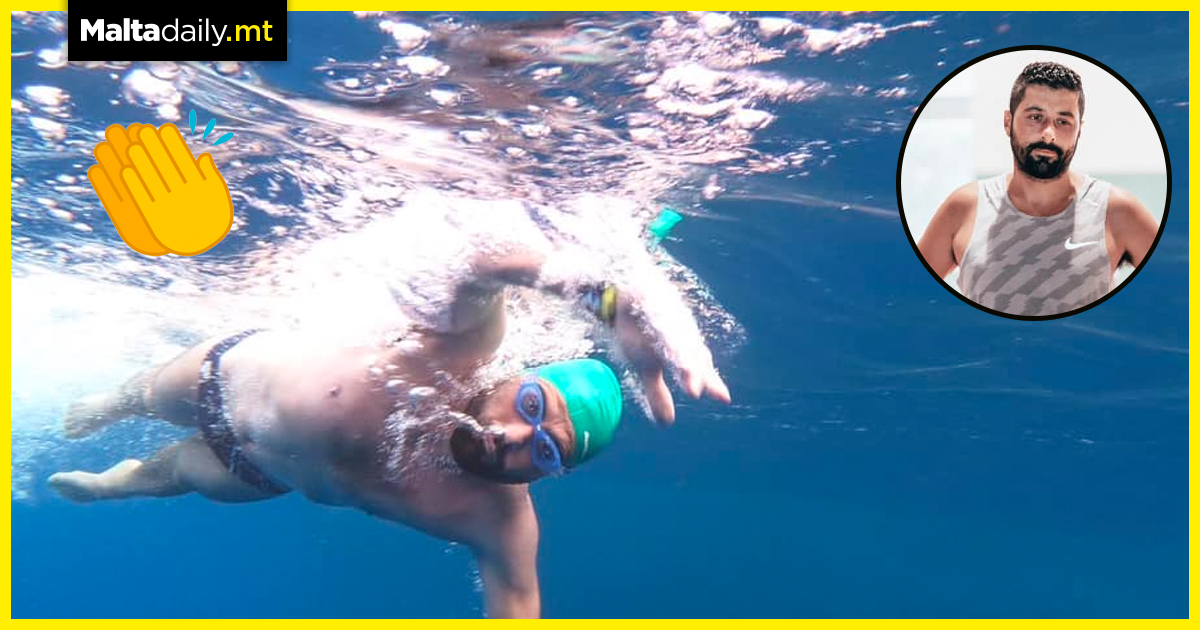 Neil Agius attempting to swim from Tunisia to Sicily for environmental awareness
