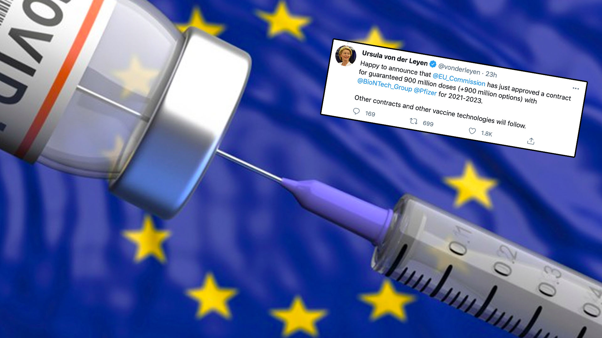 EU and Pfizer strike deal for over 1.8 billion vaccine doses