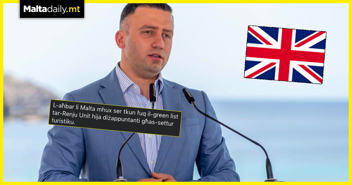 Clayton Bartolo speaks out on Malta not making it on UK’s green list