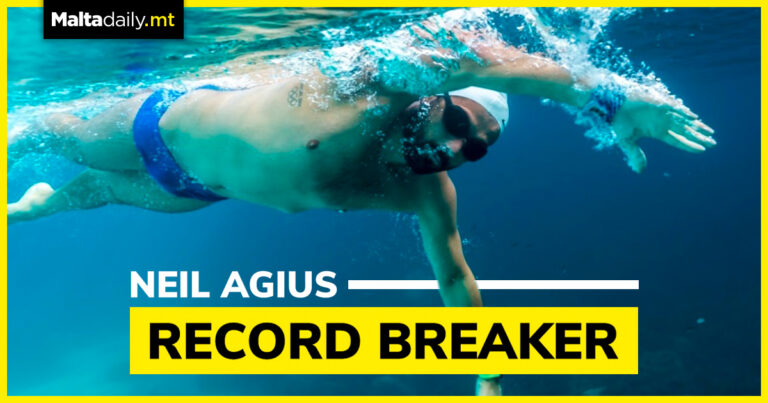 Neil Agius beats world record for Longest Ocean Swim