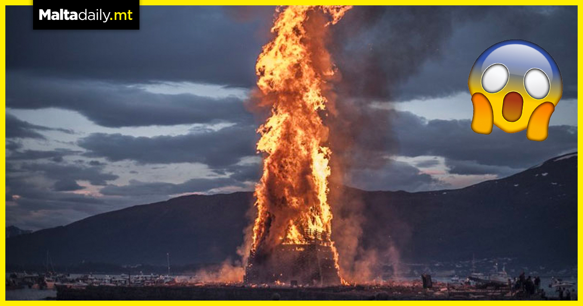 The enormous bonfire which welcomes summer in Norway
