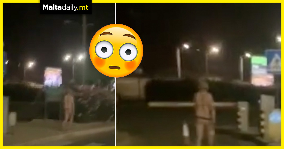 Person beats the heat in underwear stroll in Malta