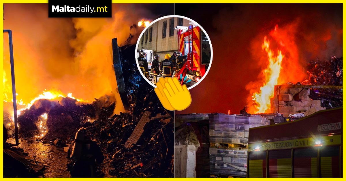 Civil Protection Malta battle huge Marsa scrapyard flames