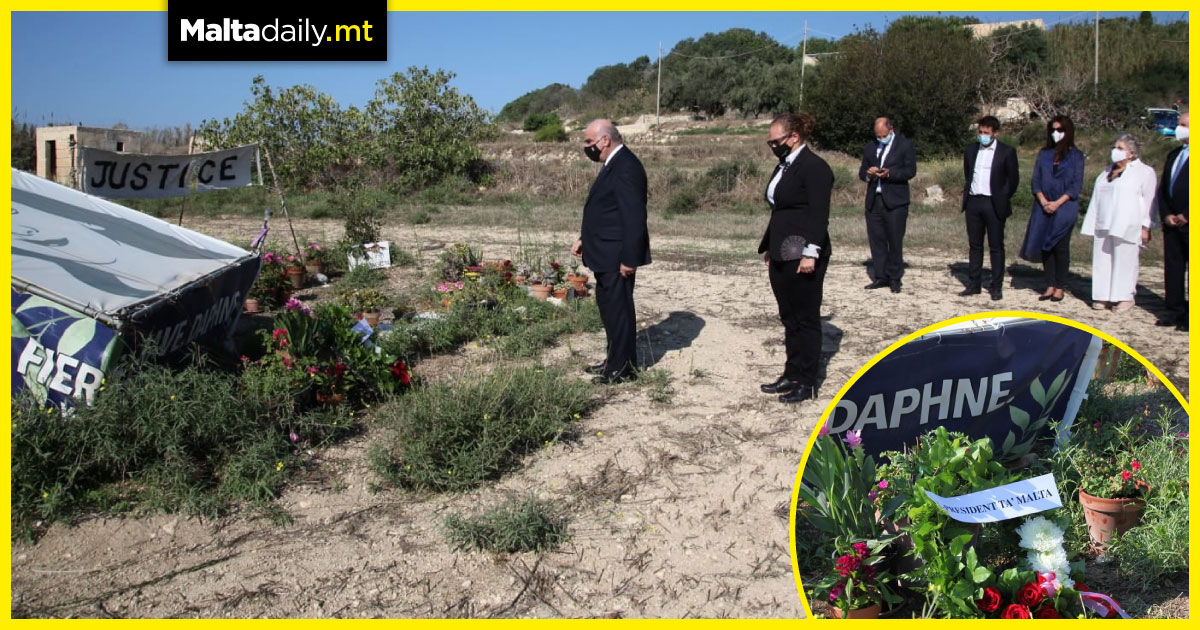 President George Vella visits site where Daphne Caruana Galizia was murdered