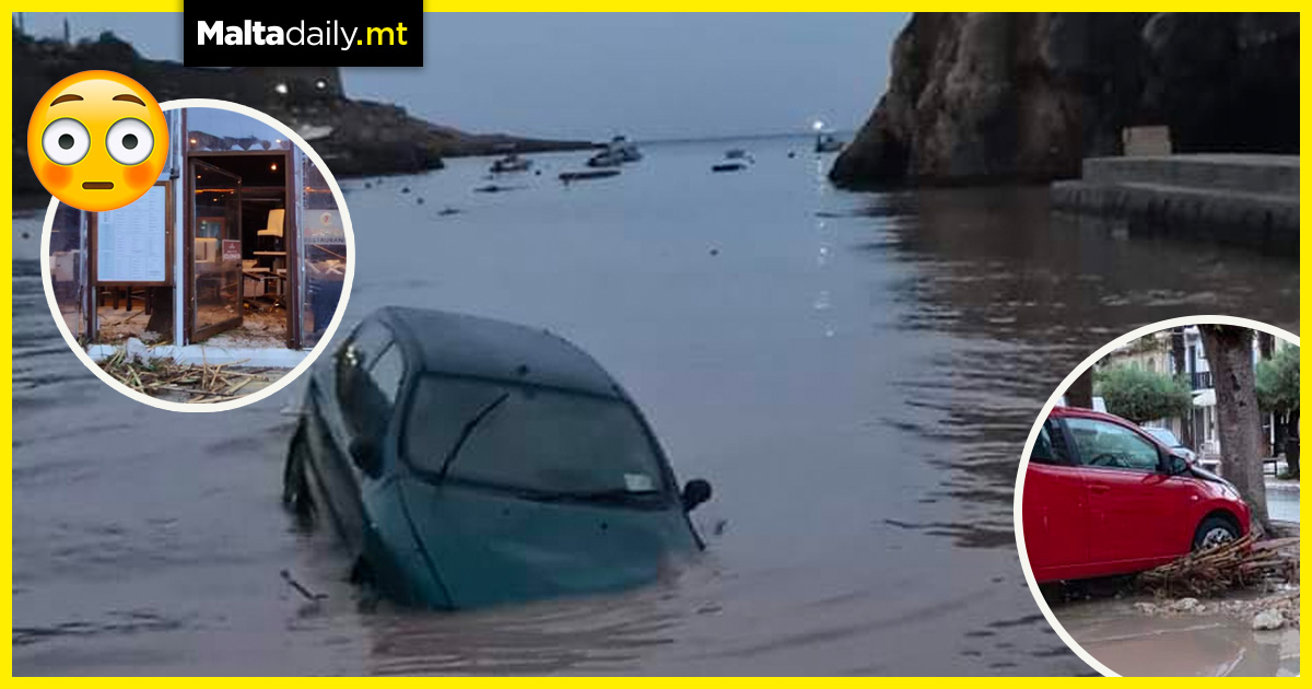 Sinking cars and damaged property in Xlendi storm aftermath
