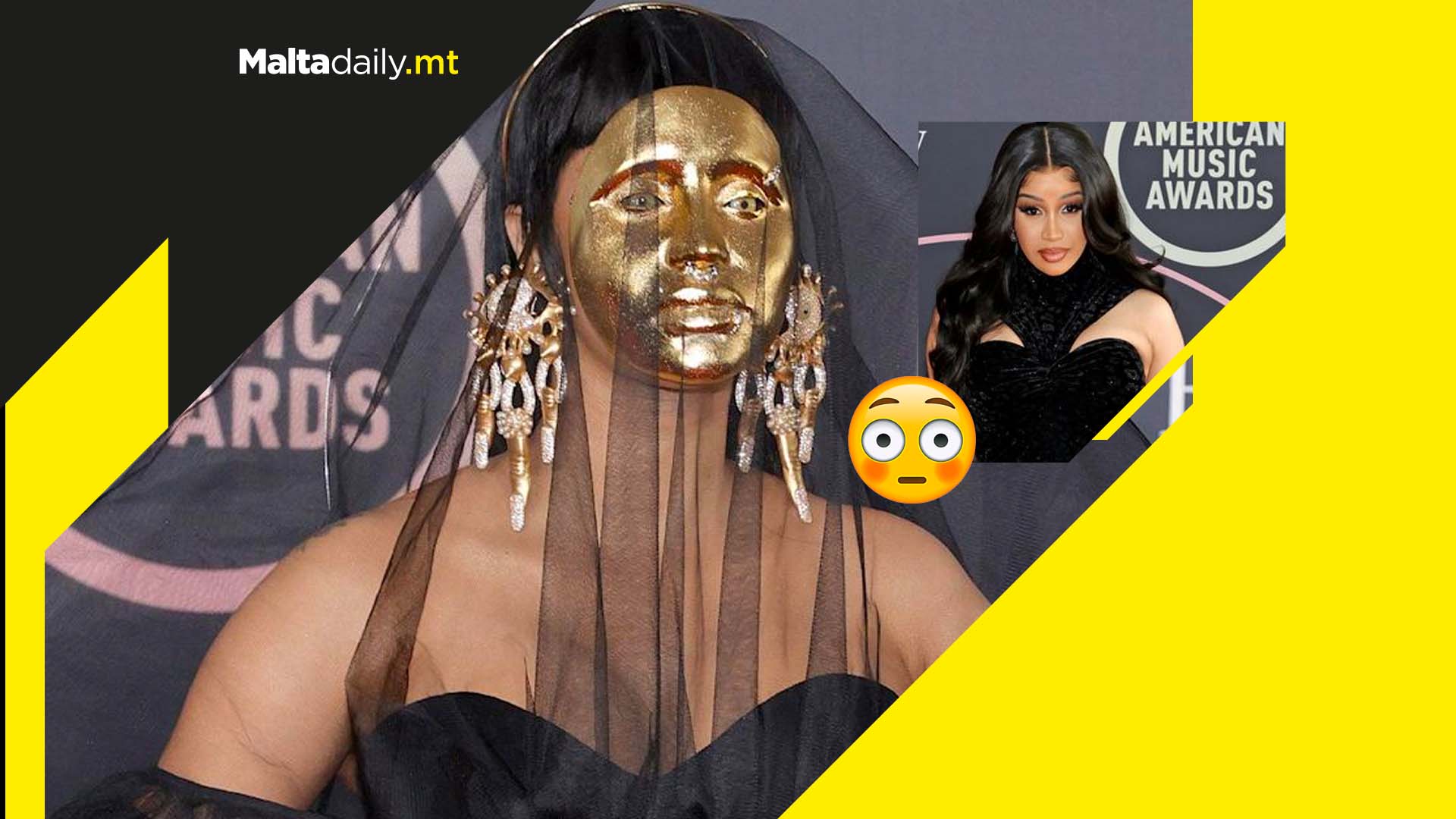 Cardi B stuns American Music Awards with gold mask