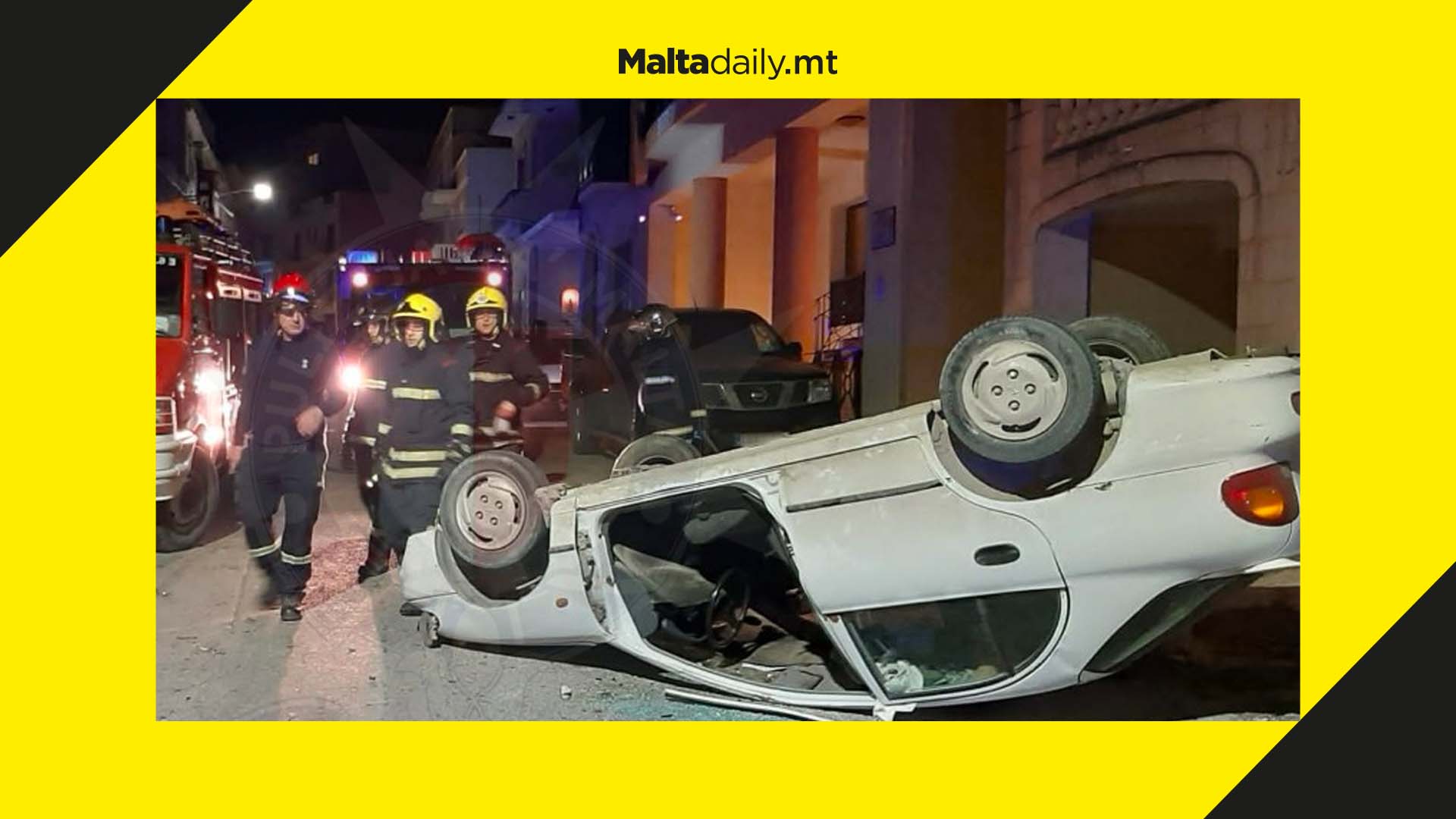 Car ends up upside down in Gozo traffic incident