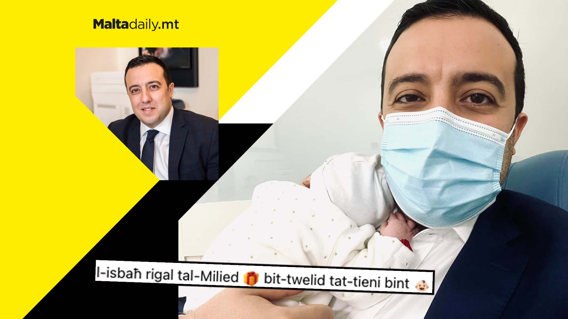 Gozo Minister Clint Camilleri welcomes baby daughter
