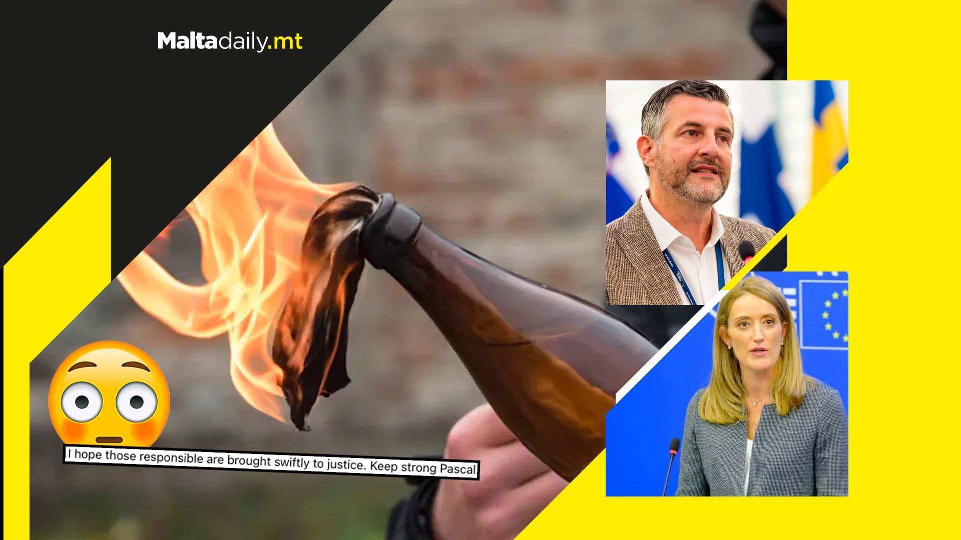 Molotov cocktail attack on Belgian MEP condemned by Metsola