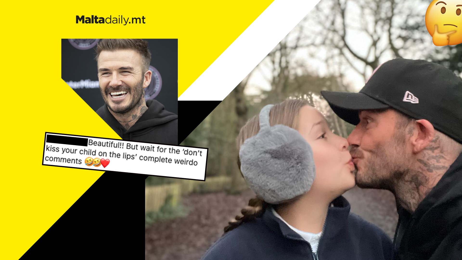 Online debate sparked after David Beckham kisses daughter Harper on lips
