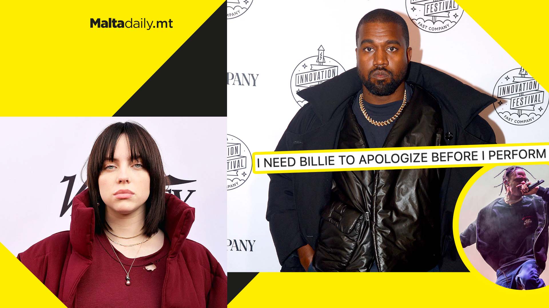 Kanye threatens to drop Coachella gig unless Billie Eilish apologises for 'hurting' Travis Scott