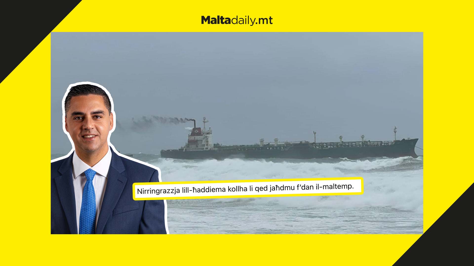 Tanker veers dangerously close to coast in Baħar iċ-Ċagħaq