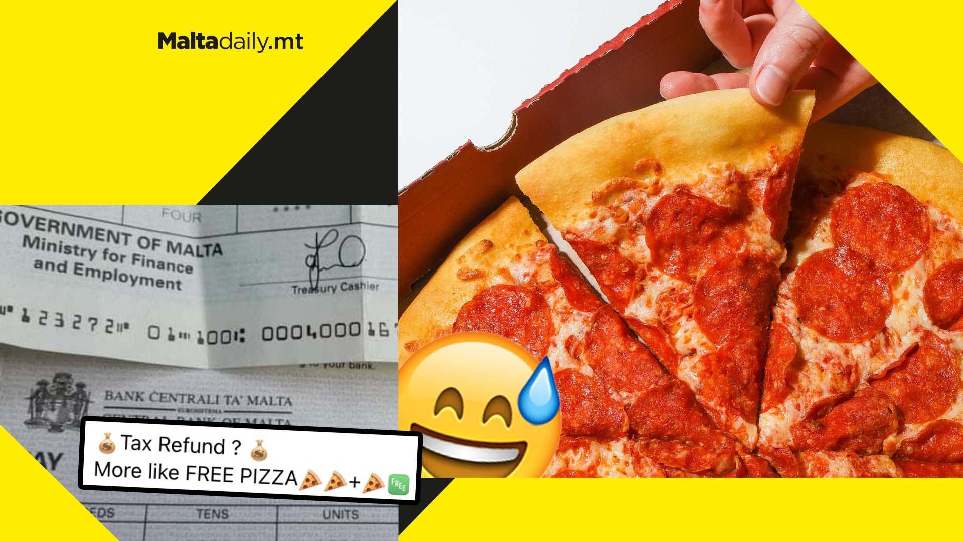 'Tax refund, more like free pizza', local pizzeria posts cheeky ad following cheque distribution